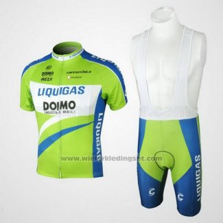 2010 Fietskleding Liquigas Doimo Blauw en Groen Korte Mouwen en Koersbroek