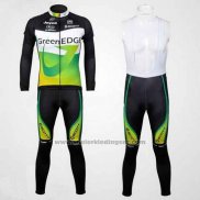 2012 Fietskleding GreenEDGE Zwart en Groen Lange Mouwen Koersbroek