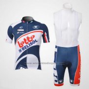 2012 Fietskleding Lotto Belisol Wit en Blauw Korte Mouwen en Koersbroek