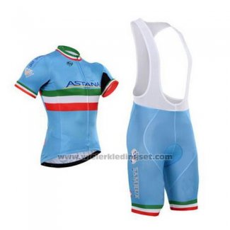 2016 Fietskleding Astana Italie Blauw en Groen Korte Mouwen en Koersbroek