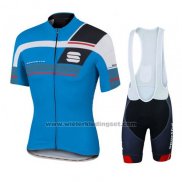 2016 Fietskleding Sportful Zwart en Blauw Korte Mouwen en Koersbroek