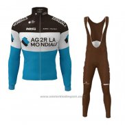 2019 Fietskleding Ag2r La Mondiale Zwart Wit Blauw Lange Mouwen en Koersbroek