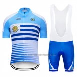 2019 Fietskleding Uruguay Blauw Wit Korte Mouwen en Koersbroek