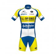 2021 Fietskleding Sport Vlaanderen-Baloise Blauw Wit Geel Korte Mouwen en Koersbroek