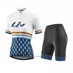 2021 Fietskleding Vrouw Liv Wit Blauw Korte Mouwen en Koersbroek