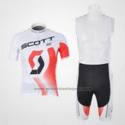 2012 Fietskleding Scott Wit en Rood Korte Mouwen en Koersbroek