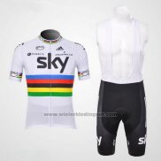 2012 Fietskleding Sky UCI Wereldkampioen Rood en Wit Korte Mouwen en Koersbroek