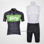 2012 Fietskleding Sky Zwart en Groen Korte Mouwen en Koersbroek