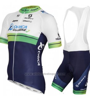 2015 Fietskleding Orica GreenEDGE Wit en Blauw Korte Mouwen en Koersbroek