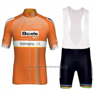 2018 Fietskleding Boels Dolmans Oranje Korte Mouwen en Koersbroek