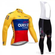 2018 Fietskleding Quick Step Floors Geel Blauw Rood Lange Mouwen en Koersbroek