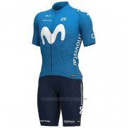 2020 Fietskleding Movistar Wit Blauw Korte Mouwen en Koersbroek