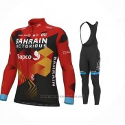 2023 Fietskleding Bahrain Victorious Rood Zwart Lange Mouwen en Koersbroek