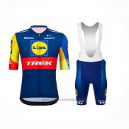 2023 Fietskleding Lidl Trek Blauw Rood Korte Mouwen en Koersbroek