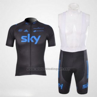 2012 Fietskleding Sky Zwart en Blauw Korte Mouwen en Koersbroek