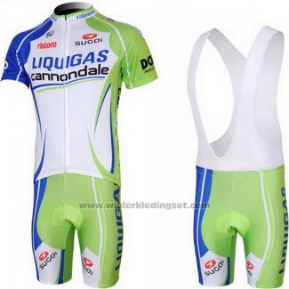 2013 Fietskleding Liquigas Cannondale Wit en Groen Korte Mouwen en Koersbroek