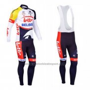 2013 Fietskleding Lotto Belisol Violet en Wit Lange Mouwen en Koersbroek