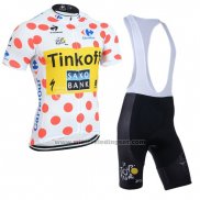 2014 Fietskleding Tour de France Saxobank Lider Wit en Rood Korte Mouwen en Koersbroek