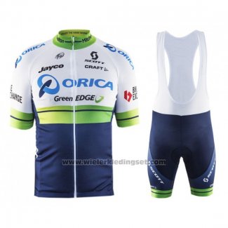 2016 Fietskleding Orica GreenEDGE Wit en Blauw Korte Mouwen en Koersbroek