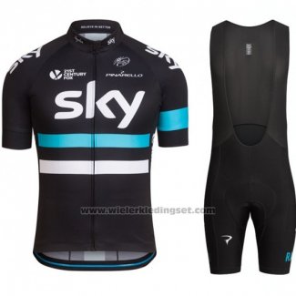 2016 Fietskleding Sky Blauw en Zwart Korte Mouwen en Koersbroek