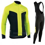 2017 Fietskleding Nalini Northwave Ml Geel en Zwart Lange Mouwen en Koersbroek