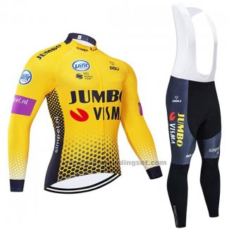 2019 Fietskleding Jumbo Visma Geel Zwart Lange Mouwen en Koersbroek