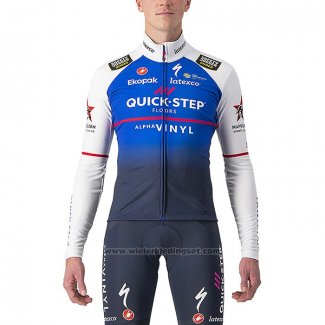 2022 Fietskleding Deceuninck Quick Step Blauw Wit Lange Mouwen en Koersbroek