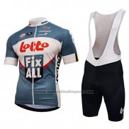 2018 Fietskleding Lotto Fix All Wit Blauw Korte Mouwen en Koersbroek