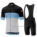 2019 Fietskleding Castelli Prologo 6 Zwart Azuur Wit Korte Mouwen en Koersbroek