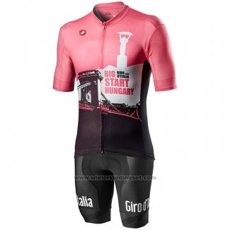 2020 Fietskleding Giro D'italie Wit Zwart Roze Korte Mouwen en Koersbroek