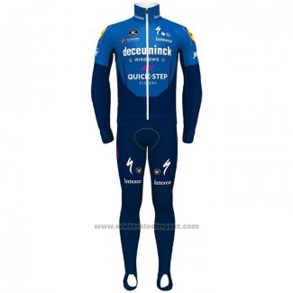 2021 Fietskleding Deceuninck Quick Step Blauw Lange Mouwen en Koersbroek