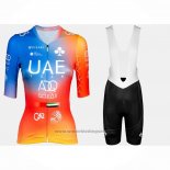 2023 Fietskleding UAE Blauw Oranje Korte Mouwen en Koersbroek