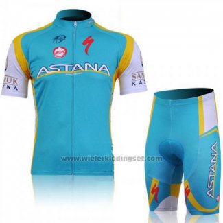 2011 Fietskleding Astana Azuur Korte Mouwen en Koersbroek