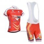 2013 Fietskleding Rusvelo Rood Korte Mouwen en Koersbroek