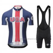 2017 Fietskleding Assos Kampioen Verenigde Staten Blauw Korte Mouwen en Koersbroek