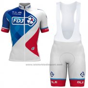 2017 Fietskleding FDJ Wit Korte Mouwen en Koersbroek