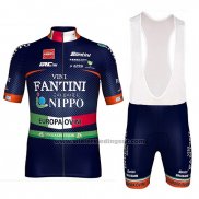 2018 Fietskleding Nippo Vini Fantini Europa Ovini Donker Blauw Korte Mouwen en Koersbroek