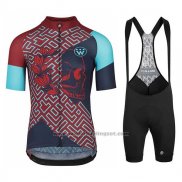 2020 Fietskleding Assos Fastlane Wyndymilla Rood Blauw Korte Mouwen en Koersbroek