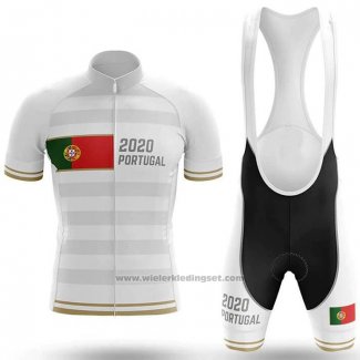 2020 Fietskleding Kampioen Portugal Wit Korte Mouwen en Koersbroek(1)