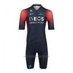 2022 Fietskleding INEOS Grenadiers Rood Blauw Korte Mouwen en Koersbroek