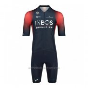 2022 Fietskleding INEOS Grenadiers Rood Blauw Korte Mouwen en Koersbroek