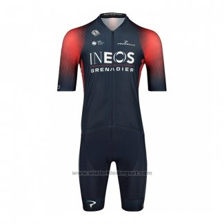 2022 Fietskleding INEOS Grenadiers Rood Blauw Korte Mouwen en Koersbroek