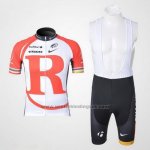 2011 Fietskleding Radioshack Wit en Rood Korte Mouwen en Koersbroek