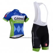 2015 Fietskleding Garmin Blauw en Wit Korte Mouwen en Koersbroek