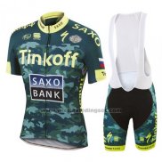 2016 Fietskleding Tinkoff Saxo Bank Geel en Groen Korte Mouwen en Koersbroek