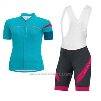 2017 Fietskleding Vrouw Gore Bike Wear Lichtblauw Korte Mouwen en Koersbroek