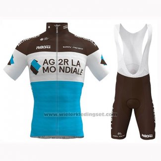 2019 Fietskleding Ag2r La Mondiale Bruin Wit Blauw Korte Mouwen en Koersbroek