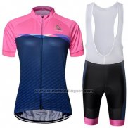 2019 Fietskleding Chomir Roze Donker Blauw Korte Mouwen en Koersbroek