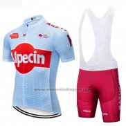 2019 Fietskleding Katusha Alpecin Lichte Blauw Rood Korte Mouwen en Koersbroek