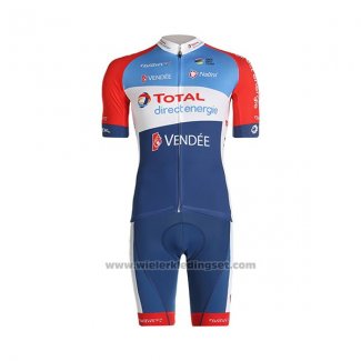 2021 Fietskleding Direct Energie Blauw Rood Wit Korte Mouwen en Koersbroek